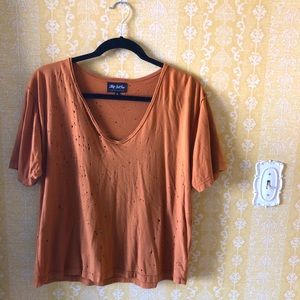 BACK BEAT CO DESTRUCTED BURNT ORANGE TEE